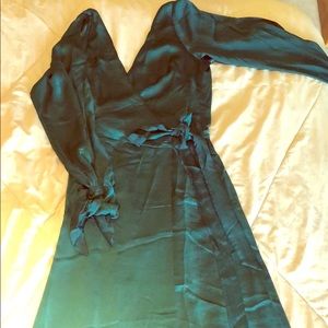 Emerald Green Satin Wrap Dress new with tags